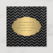 金ゴールドラベル（シックなメタリックドットシェブロンパターン） スクエア名刺 (裏面)