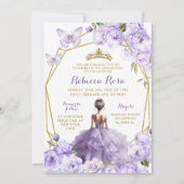 金ゴールドラベンダーパープルフローラバタフライキンセアニラ 招待状 (正面)