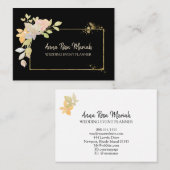 *~*金ゴールドラベンダーピンクグリッター花エレガント 名刺 (正面/裏面)