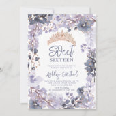 金ゴールドラベンダーフローラティアラ王女スウィート16 招待状 (正面)