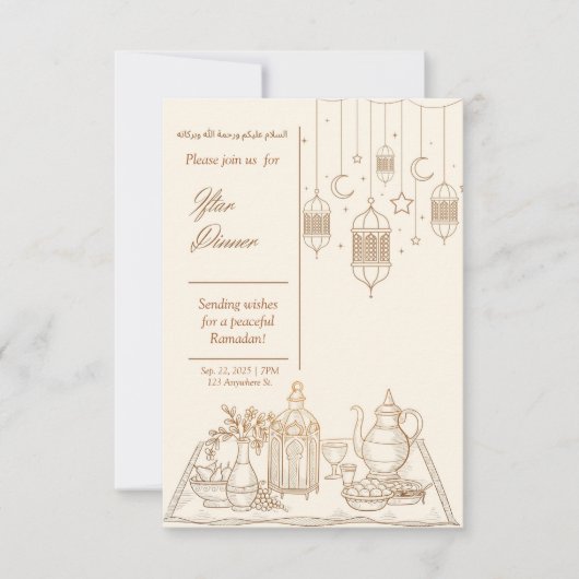 金ゴールドラマミニマルダンイフタールディナー招待状 招待状 (正面)