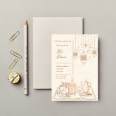 金ゴールドラマミニマルダンイフタールディナー招待状 招待状