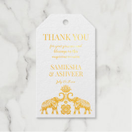 金ゴールドランゴリ象結婚象のインディアンの感謝していあなた ギフトタグ