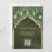 金ゴールドランタンセージ緑のカーテンムスリム結婚ズ 招待状 (裏面)