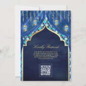 金ゴールドランタン王室のブルーカーテンムスリム結婚ズ 招待状 (裏面)