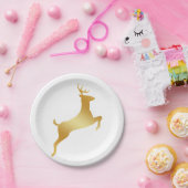 金ゴールドランニングのトナカイのシルエット ペーパープレート (パーティー)