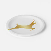 金ゴールドランニングのトナカイのシルエット ペーパープレート (アングル)