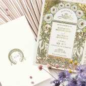 金ゴールドランヌカルスヴィンテージウェディングアールヌーボー 箔招待状