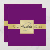 金ゴールドリエレガントボンパープルすべての行事招待状 招待状 (正面/裏面)