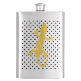 金ゴールドリザード白黒ポルカ点々のあるフラスコ フラスク