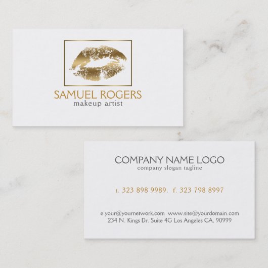 金ゴールドリップと幾何学模様 名刺 (正面/裏面)