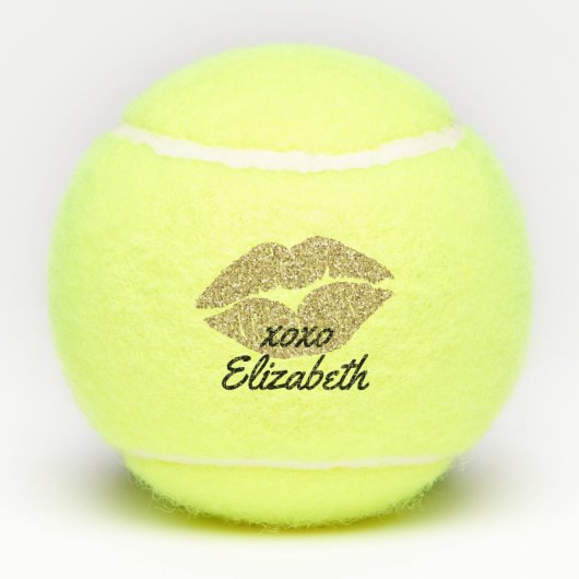 金ゴールドリップキスマイエースパーソナライズされた テニスボール (裏面)