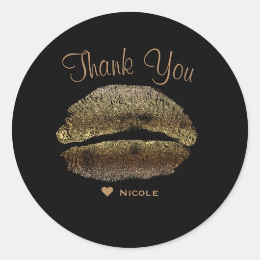 金ゴールドリップキスメイクアップ美しいグラムシックカスタムホテル ラウンドシール (正面)