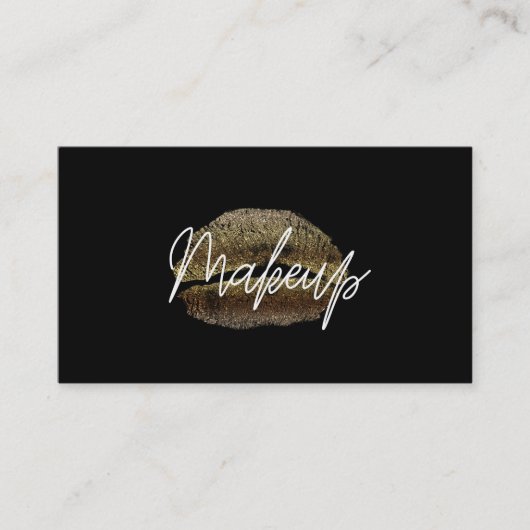 金ゴールドリップキスメイクアップ美しいグラムシックブラック 名刺 (正面)