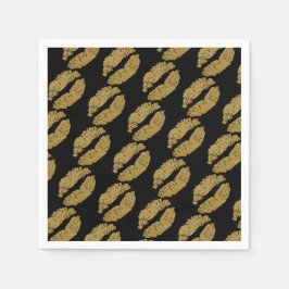 金ゴールドリップキス美しいメイクアップバースデーパーティー スタンダードカクテルナプキン