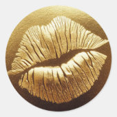 金ゴールドリップスティックキススワククラシックラウンドステッカー ラウンドシール (正面)