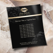 金ゴールドリップブラックフローラメイクアップアーティスト美しいサロン チラシ