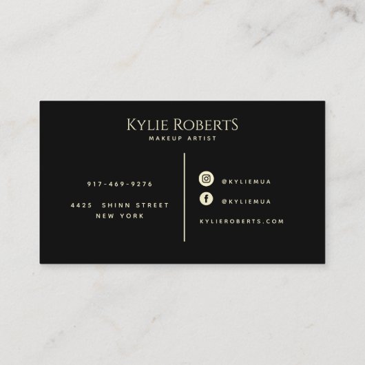 金ゴールドリップブラックメエレガントークアップアーティスト美しい 名刺 (裏面)