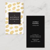 金ゴールドリッププリントメイクアップアーティスト美しいホワイト 名刺 (正面/裏面)