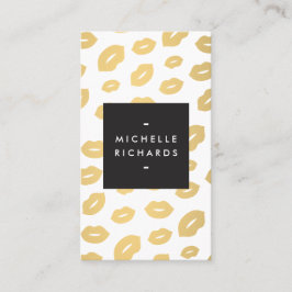 金ゴールドリッププリントメイクアップアーティスト美しいホワイト 名刺