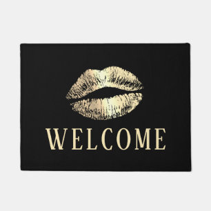 金ゴールドリッププリント美しいサロンスパ歓迎 ドアマット