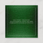 金ゴールドリップメイクアップアーティストモダングリーンメタル スクエア名刺 (裏面)