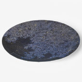 金ゴールドリップルブルーの葉の複雑なバーベキュー ペーパープレート (アングル)