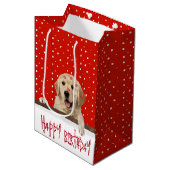 金ゴールドリトリバー(口紅キス) ミディアムペーパーバッグ (正面アングル)