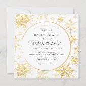 金ゴールドリトルスノーフレークベビーシャワー招待状 招待状 (正面)