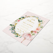 金ゴールドリトルバレリーナフローラ子供の誕生日 箔招待状 (回転した状態)