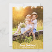 金ゴールドリネンフィリグリーフォトクリスマスホリデーカード シーズンカード (正面)