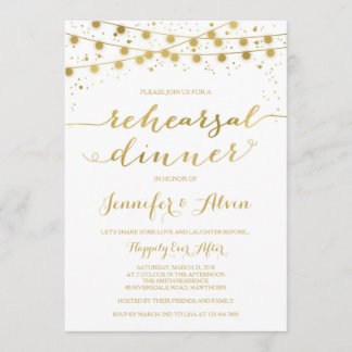 金ゴールドリハーサルディナー招待状、妖精のライト 招待状