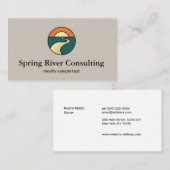 金ゴールドリバーサンセットホライゾンランドスケープロゴ 名刺 (正面/裏面)