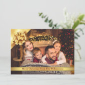 金ゴールドリボンで弓メリークリスマスフォト シーズンカード (スタンド正面)