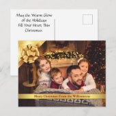 金ゴールドリボンで弓メリークリスマスフォト シーズンポストカード (正面/裏面)