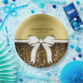 金ゴールドリボンとスパークエレガントルズグ結婚ラム ペーパープレート (パーティー)