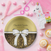 金ゴールドリボンとスパークエレガントルズグ結婚ラム ペーパープレート (パーティー)