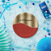 金ゴールドリボンと名前を持つクリスマスレッドフローラ ペーパープレート (パーティー)