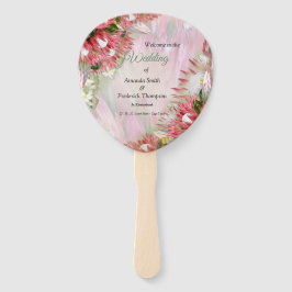 金ゴールドリボンと明るい赤紫色プロテアブケッツ ハンドファン