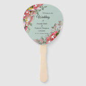 金ゴールドリボンと明るい赤紫色プロテアブケッツ ハンドファン (正面)