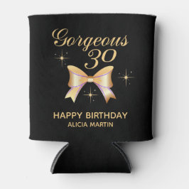 金ゴールドリボンガールゴージャス30ブラックハッピーバースデー 缶クーラー