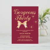 金ゴールドリボンガールゴージャス30ブルゴーニュ誕生日 招待状 (スタンド正面)