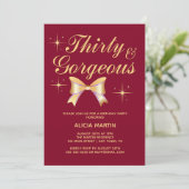 金ゴールドリボンガール30ゴージャスブルゴーニュ誕生日 招待状 (スタンド正面)