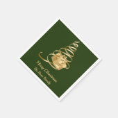 金ゴールドリボンクリスマスツリーあり スタンダードカクテルナプキン (角)