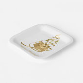 金ゴールドリボンクリスマスツリーあり ペーパープレート (傾斜あり)