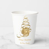 金ゴールドリボンクリスマスツリーあり 紙コップ (裏面)