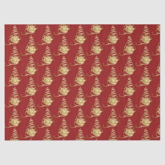 金ゴールドリボンクリスマスツリーのプレゼントティッシュペーパー 薄葉紙 (正面)