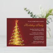 金ゴールドリボンクリスマスツリーホリデーパーティー 招待状 (スタンド正面)