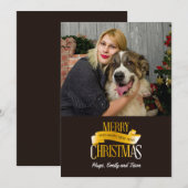 金ゴールドリボンクリスマスフォトカード シーズンカード (正面/裏面)