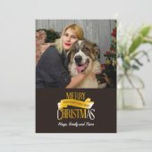 金ゴールドリボンクリスマスフォトカード シーズンカード (スタンド正面)